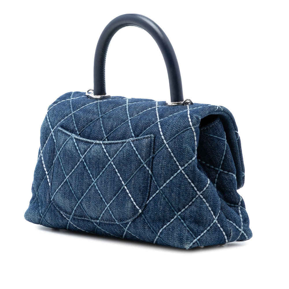 Pre-Loved Chanel Small Quilted Denim Coco Top Handle Bag - Picture 2 of 7